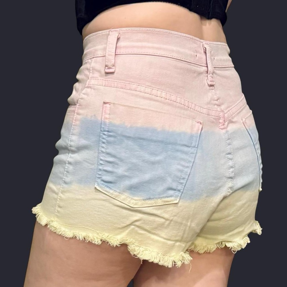Multicolor / Pastel High Rise Shorts / Good Time / Frayed Hem / Size M